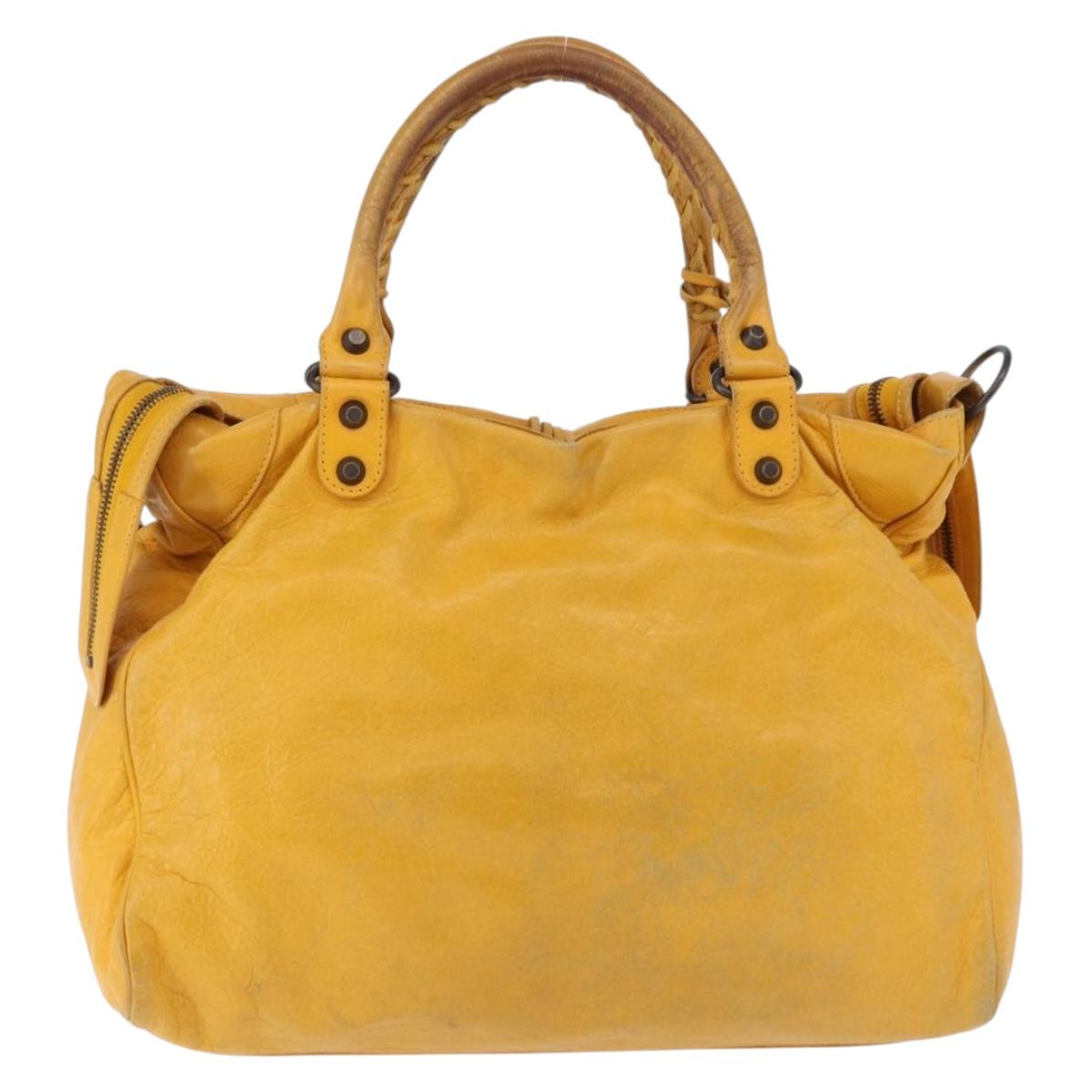 BALENCIAGA Classic Vero Hand Bag Leather 2way Yellow 235216 Auth ka5212A