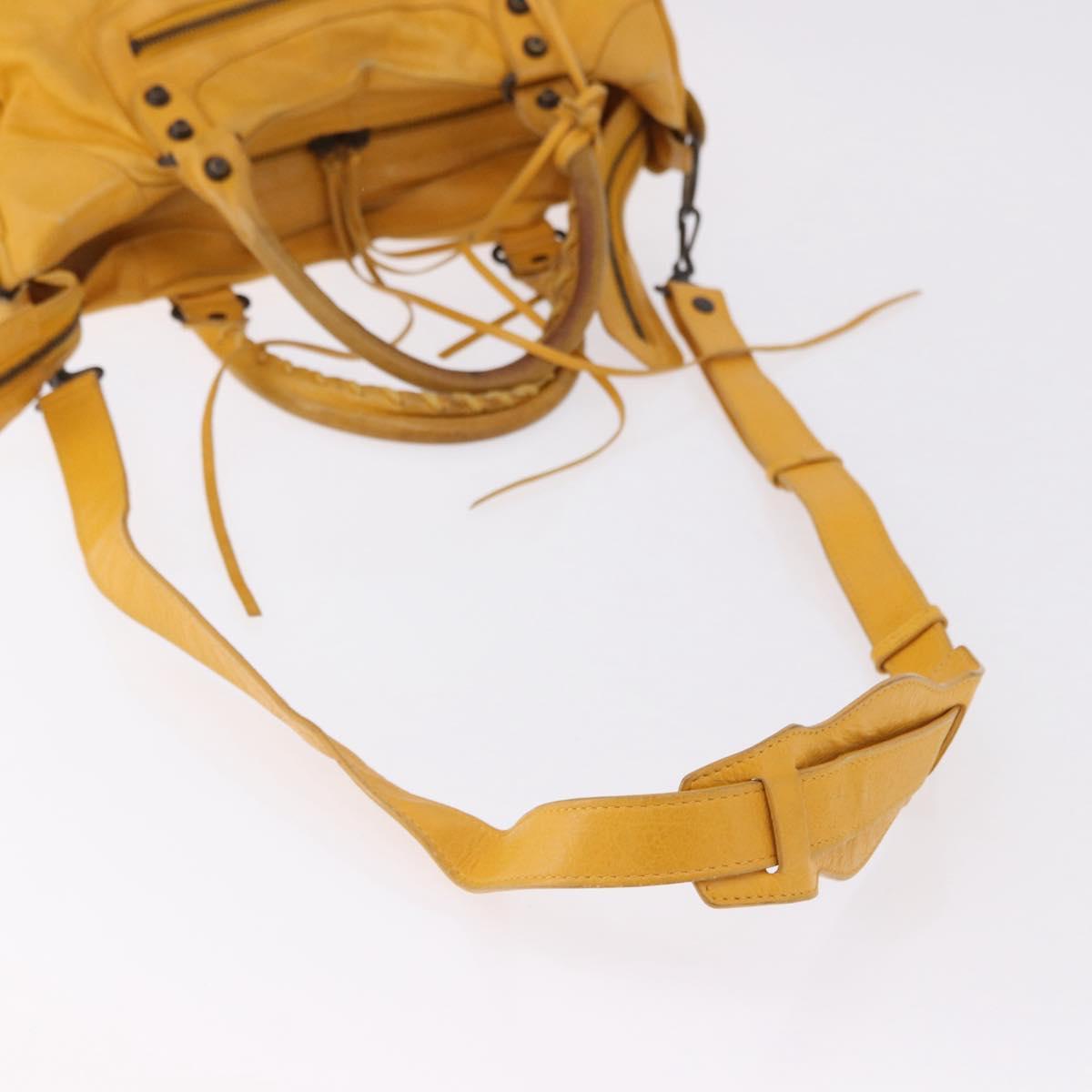 BALENCIAGA Classic Vero Hand Bag Leather 2way Yellow 235216 Auth ka5212A