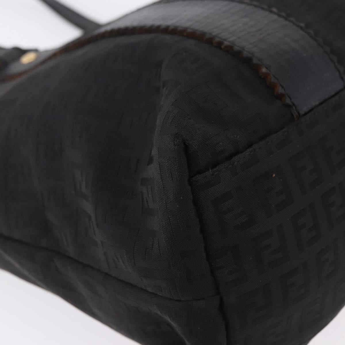 FENDI Zucchino Canvas Tote Bag Black Gold Auth ka5213