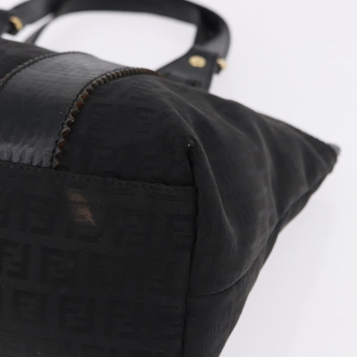 FENDI Zucchino Canvas Tote Bag Black Gold Auth ka5213