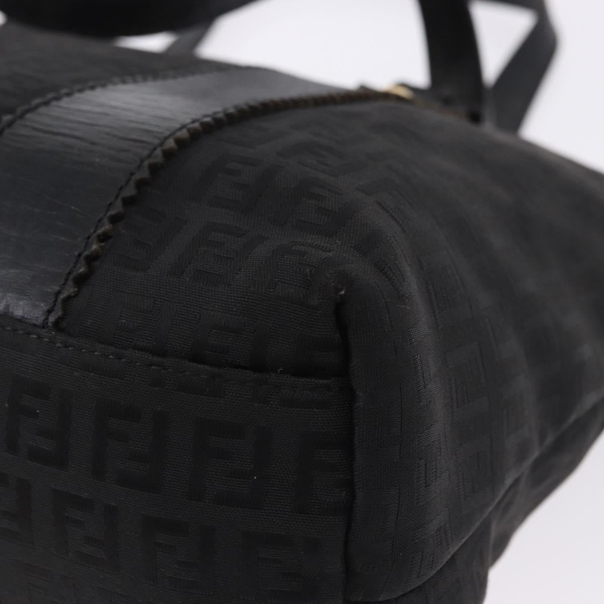 FENDI Zucchino Canvas Tote Bag Black Gold Auth ka5213