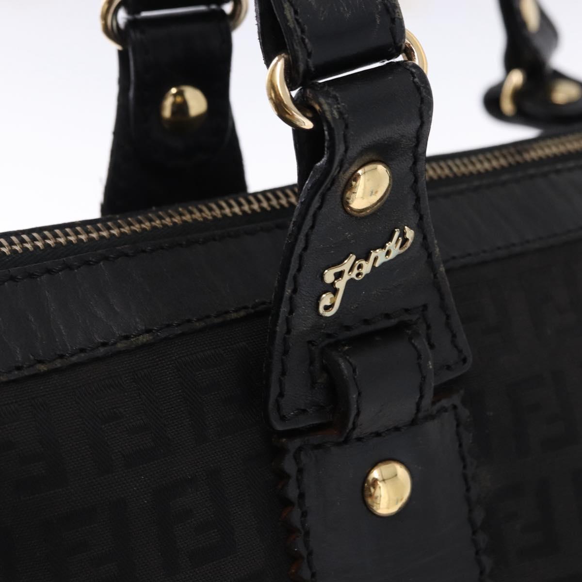 FENDI Zucchino Canvas Tote Bag Black Gold Auth ka5213
