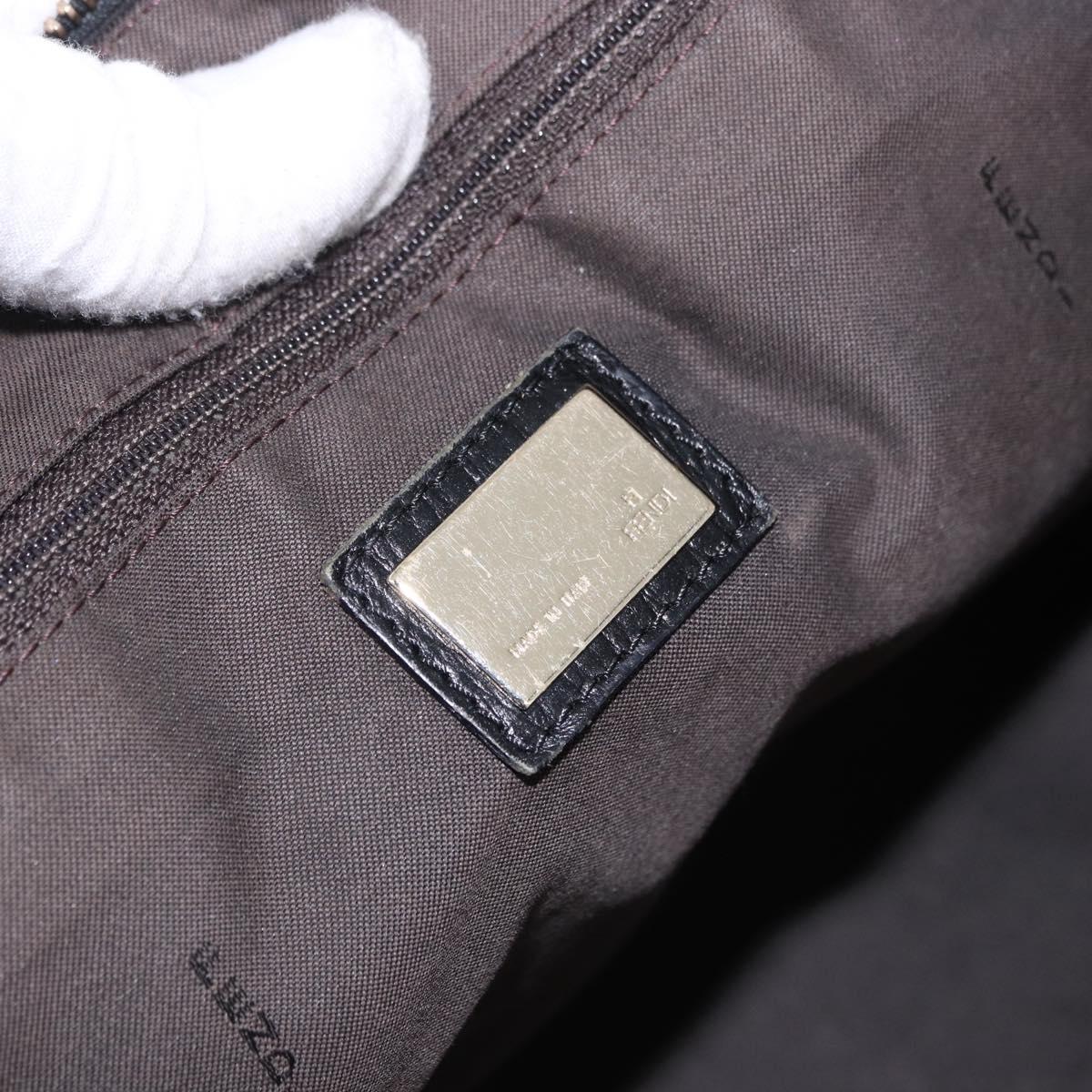 FENDI Zucchino Canvas Tote Bag Black Gold Auth ka5213