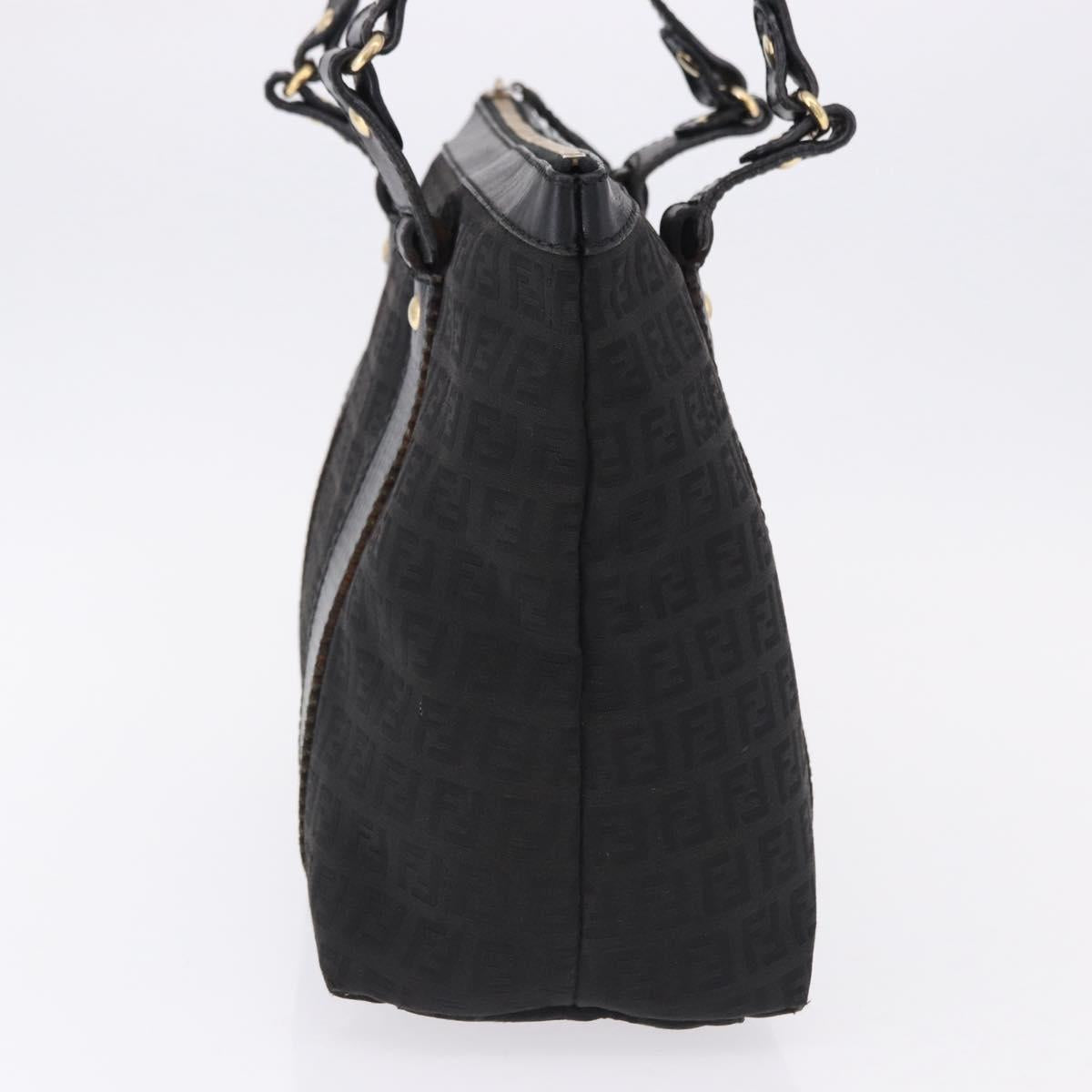 FENDI Zucchino Canvas Tote Bag Black Gold Auth ka5213