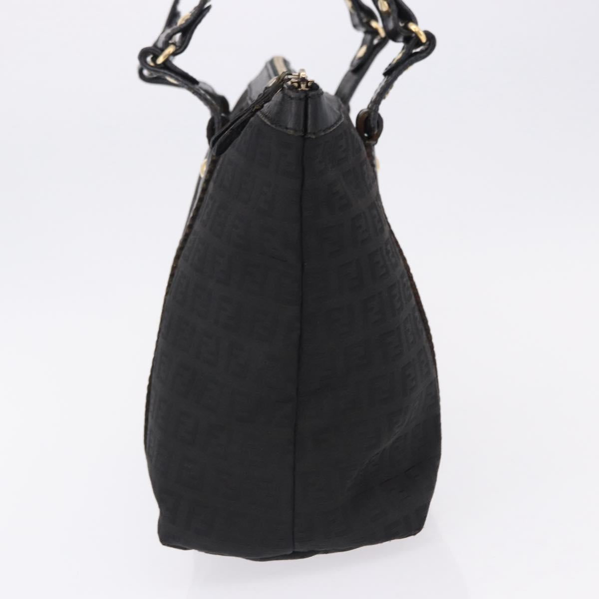 FENDI Zucchino Canvas Tote Bag Black Gold Auth ka5213