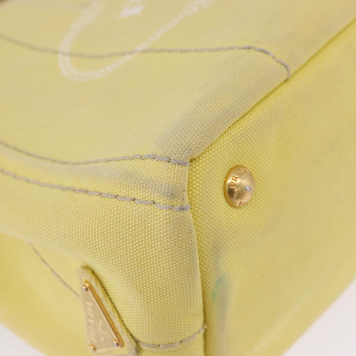 PRADA Kanapa PM Hand Bag Canvas Yellow Gold Auth ka5214
