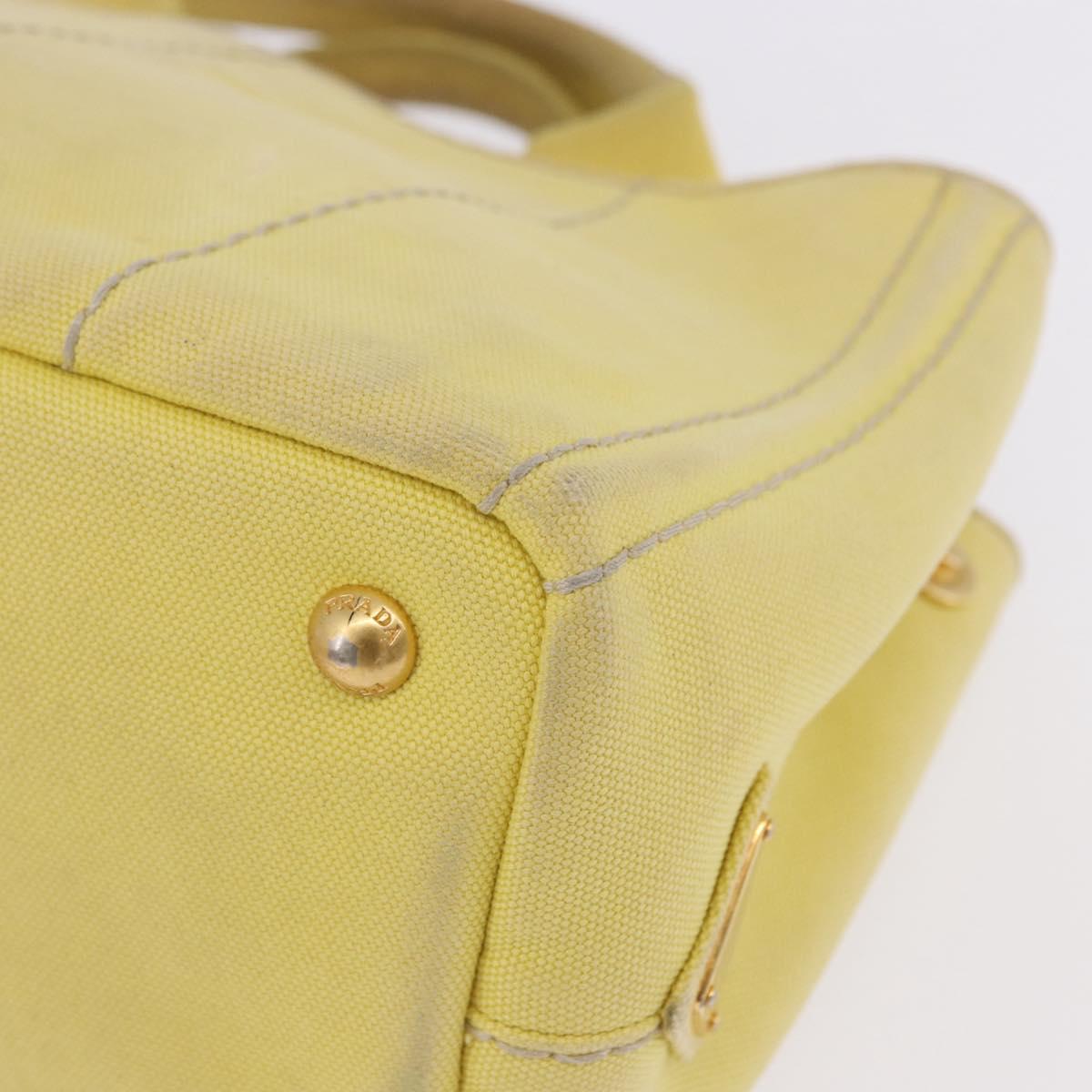 PRADA Kanapa PM Hand Bag Canvas Yellow Gold Auth ka5214