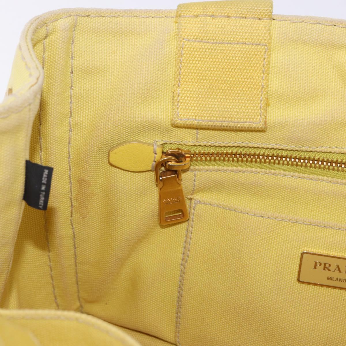 PRADA Kanapa PM Hand Bag Canvas Yellow Gold Auth ka5214