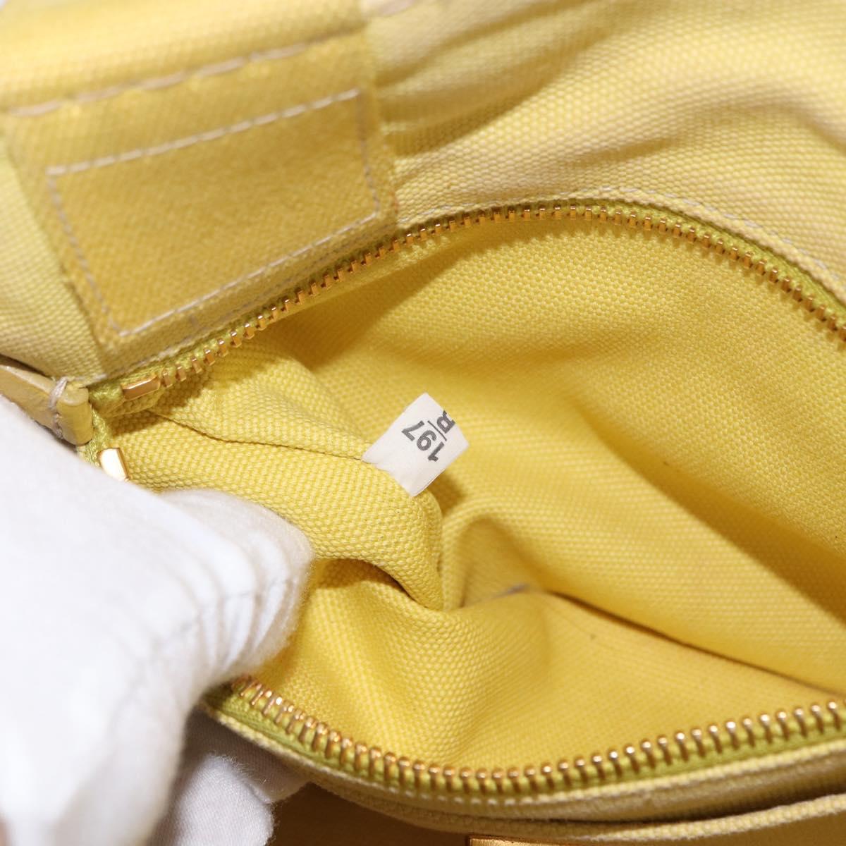 PRADA Kanapa PM Hand Bag Canvas Yellow Gold Auth ka5214