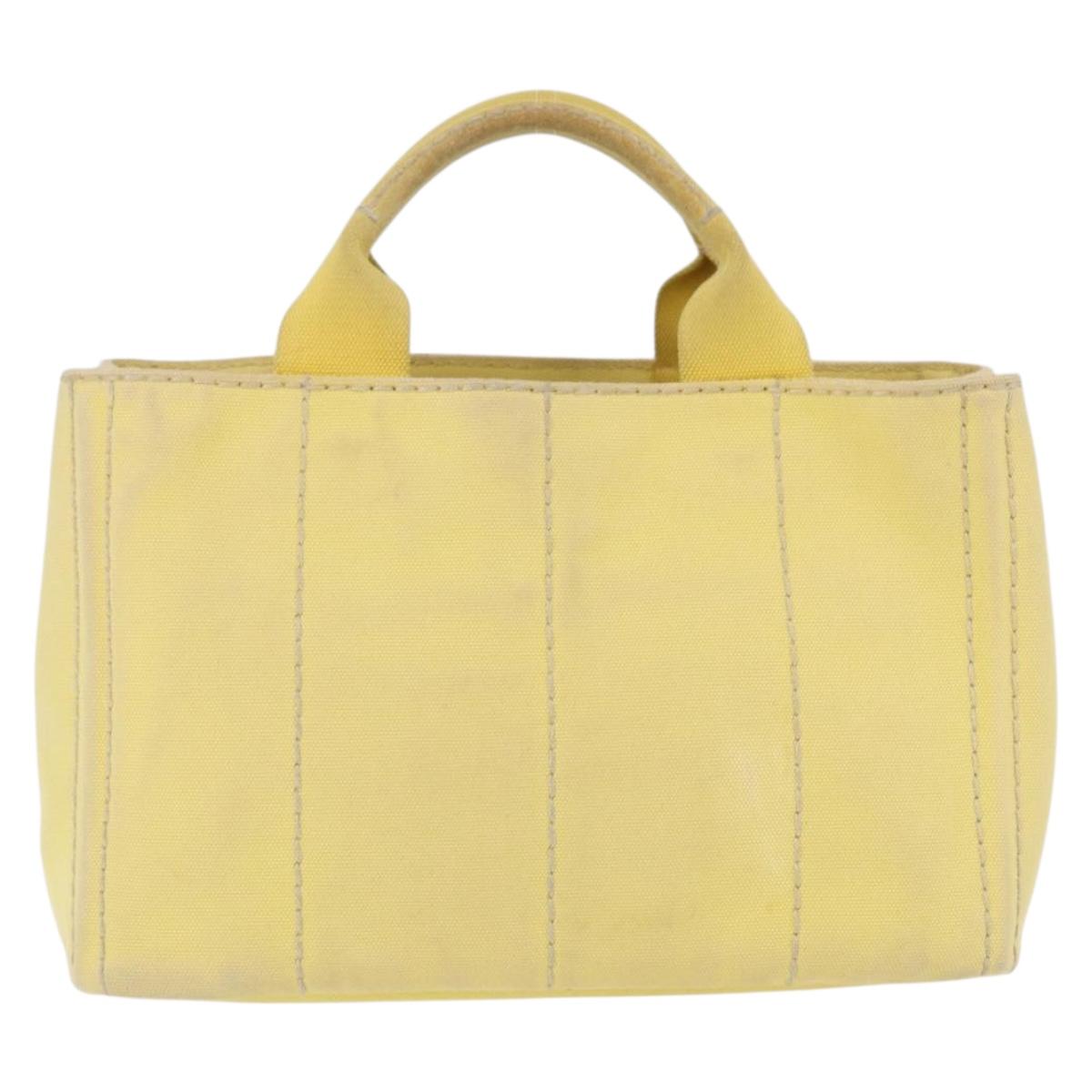 PRADA Kanapa PM Hand Bag Canvas Yellow Gold Auth ka5214