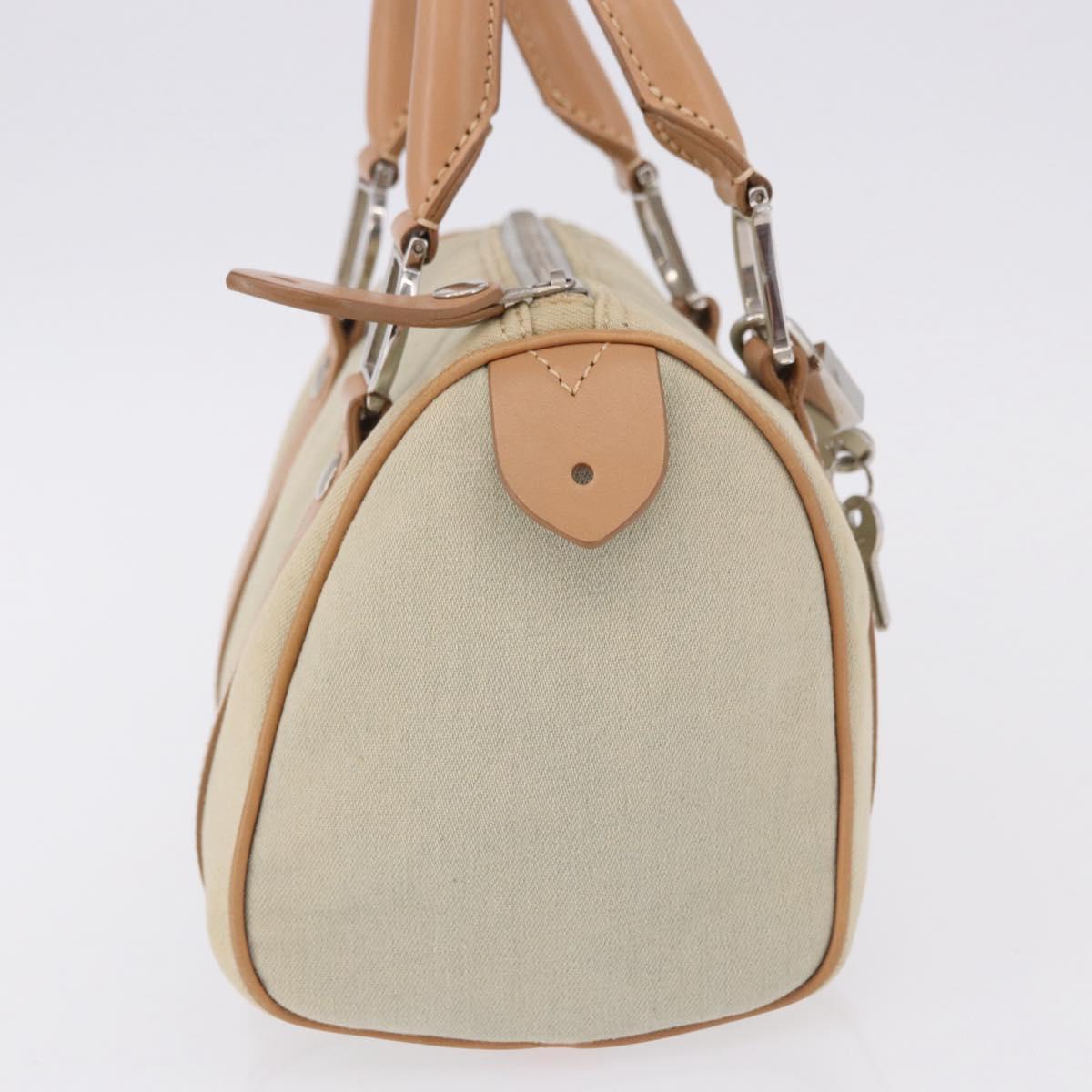 Christian Dior Hand Bag Canvas Beige Silver Auth ka5216A