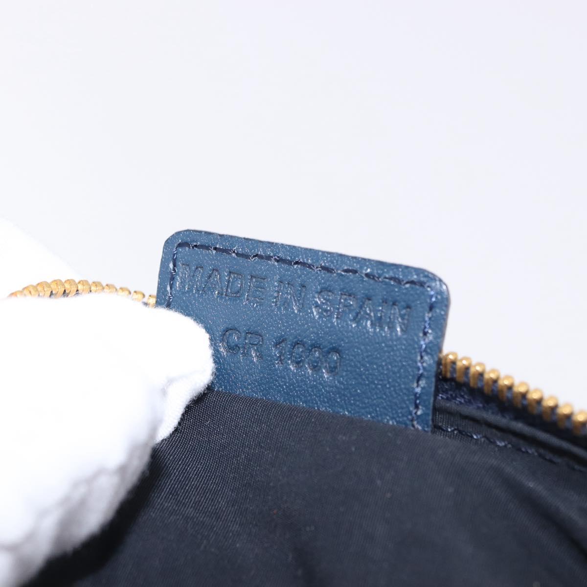 Christian Dior Trotter Canvas Saddle Pouch Navy Gold Auth ka5217