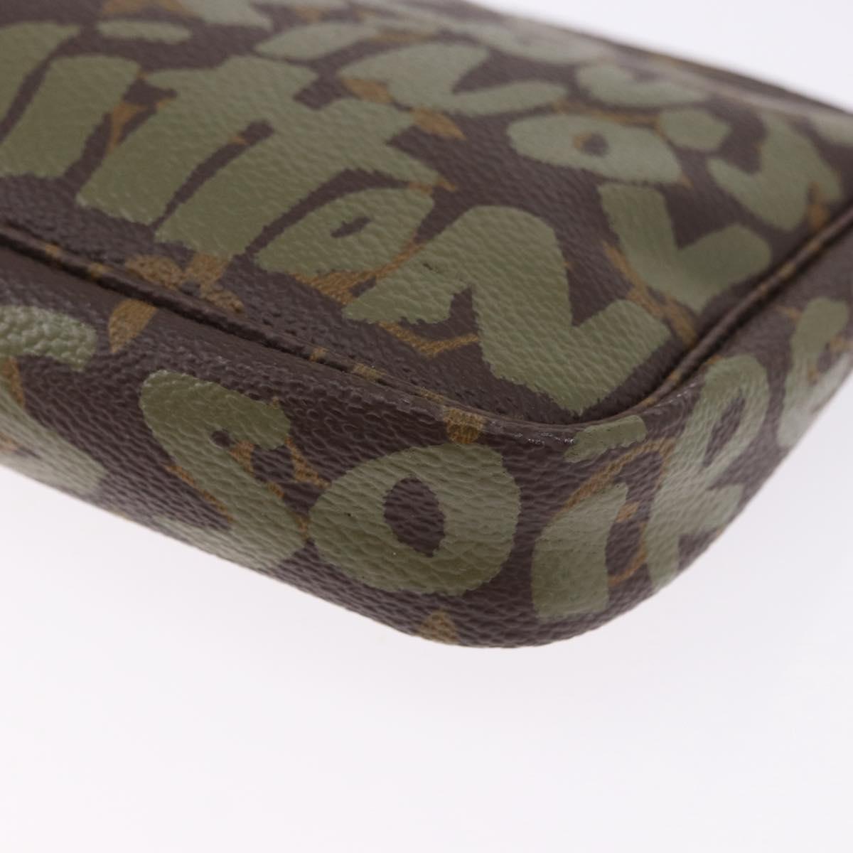 LOUIS VUITTON Monogram Graffiti Pochette Pouch Khaki M92191 LV Auth ka5218V