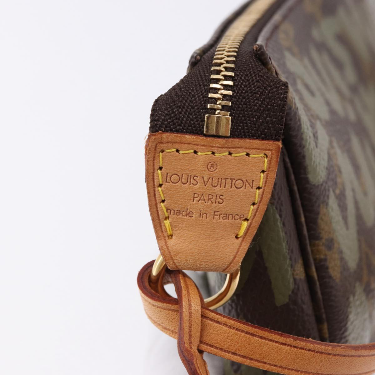 LOUIS VUITTON Monogram Graffiti Pochette Pouch Khaki M92191 LV Auth ka5218V