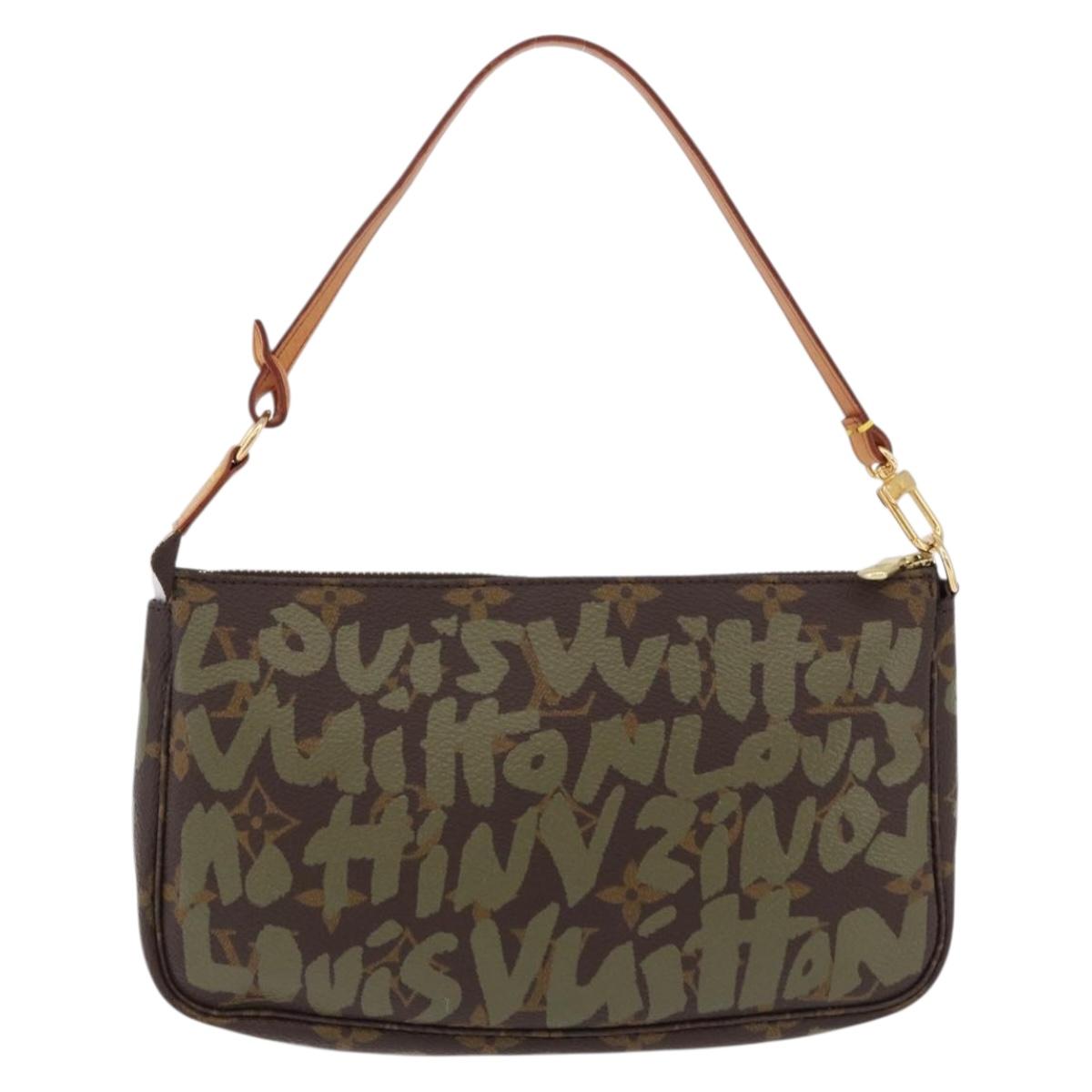 LOUIS VUITTON Monogram Graffiti Pochette Pouch Khaki M92191 LV Auth ka5218V