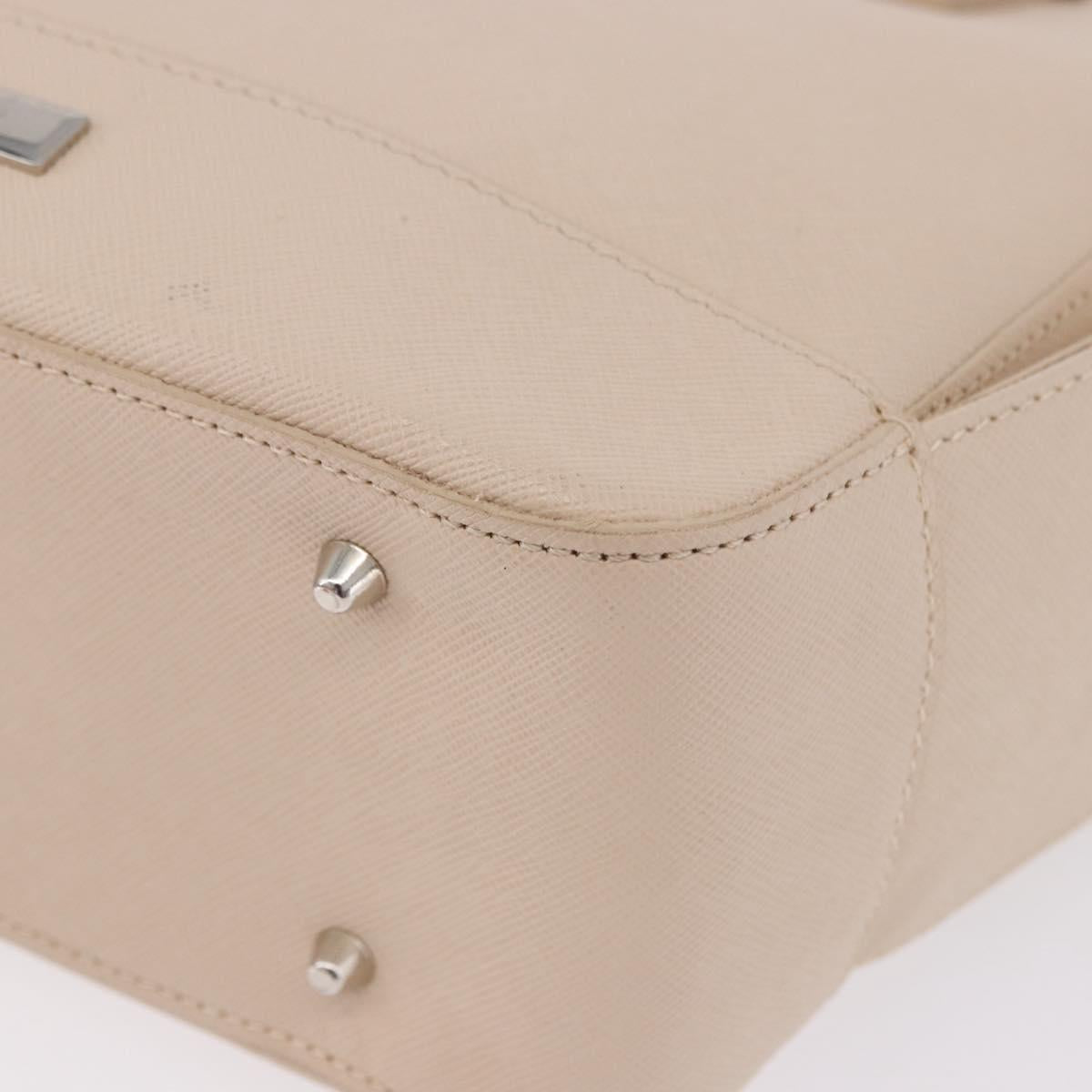 BURBERRY Hand Bag Leather Beige Silver Auth ka5220A