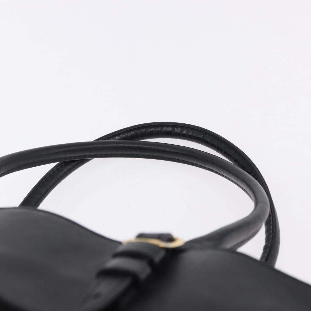 BURBERRY Hand Bag Leather Gold Black Auth ka5221