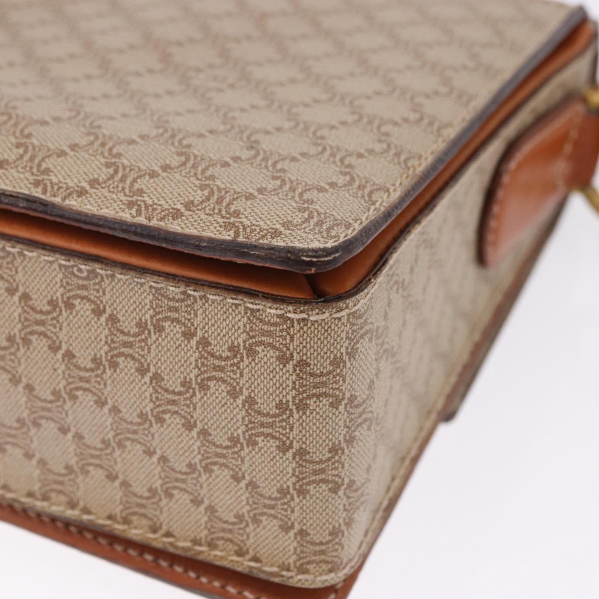 CELINE Macadam Canvas Shoulder Bag PVC Beige Gold Auth ka5222