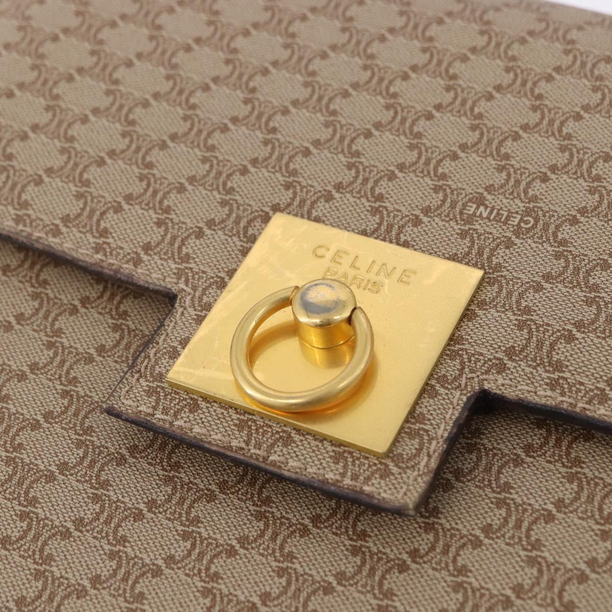 CELINE Macadam Canvas Shoulder Bag PVC Beige Gold Auth ka5222