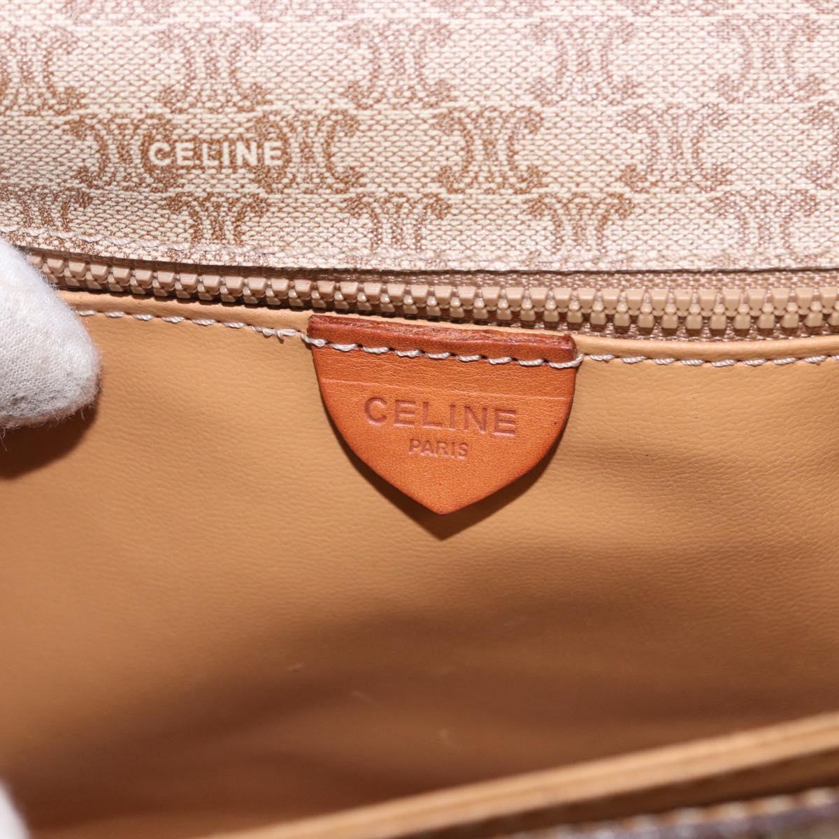 CELINE Macadam Canvas Shoulder Bag PVC Beige Gold Auth ka5222