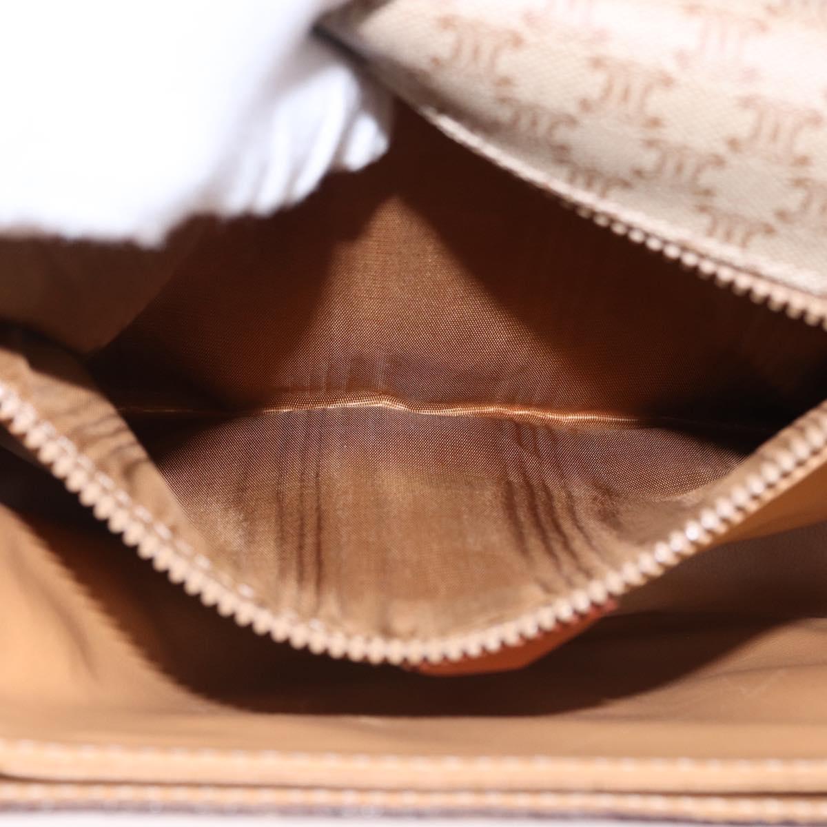 CELINE Macadam Canvas Shoulder Bag PVC Beige Gold Auth ka5222