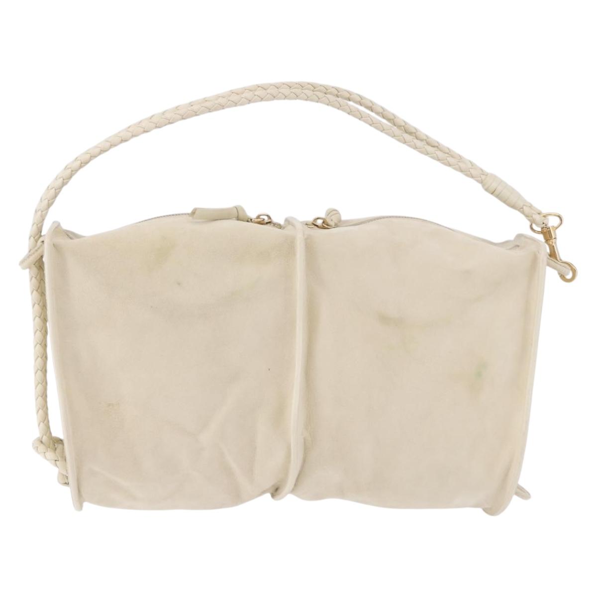 BOTTEGA VENETA Shoulder Bag Suede Ivory Gold Auth ka5223A