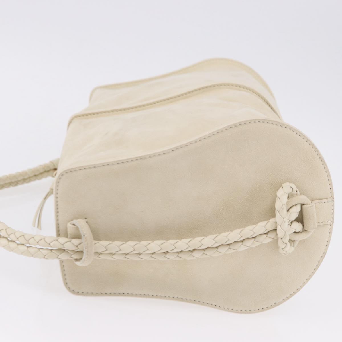 BOTTEGA VENETA Shoulder Bag Suede Ivory Gold Auth ka5223A