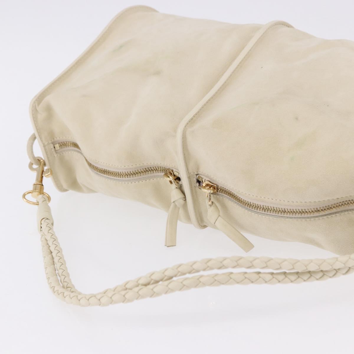 BOTTEGA VENETA Shoulder Bag Suede Ivory Gold Auth ka5223A