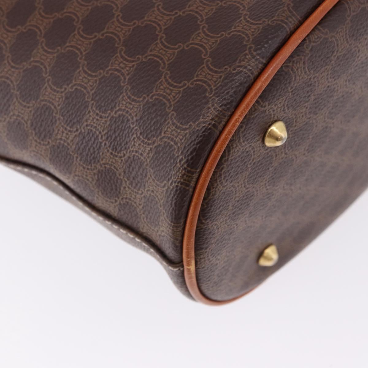 CELINE Macadam Canvas Shoulder Bag PVC Leather Brown Gold Auth ka5224A