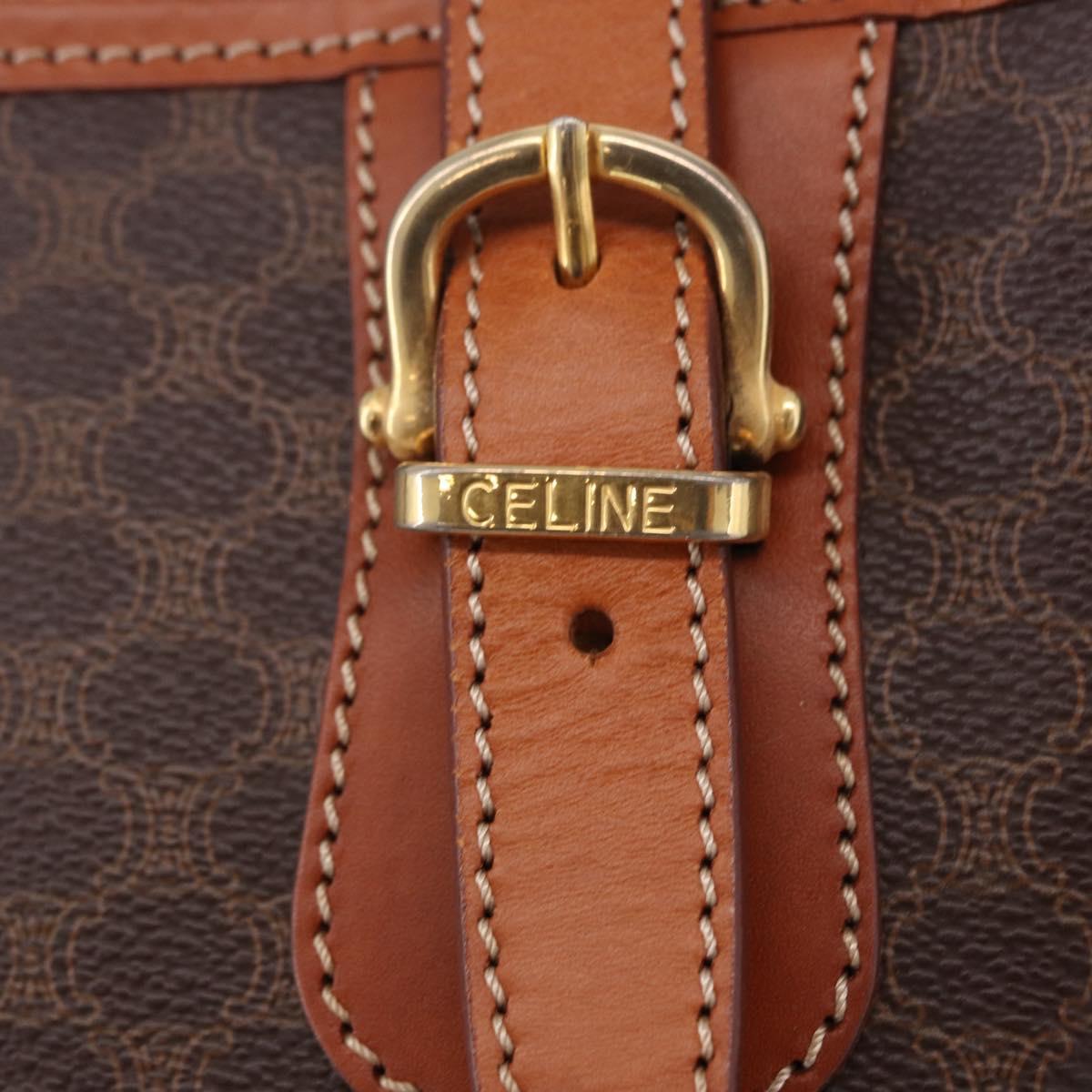 CELINE Macadam Canvas Shoulder Bag PVC Leather Brown Gold Auth ka5224A