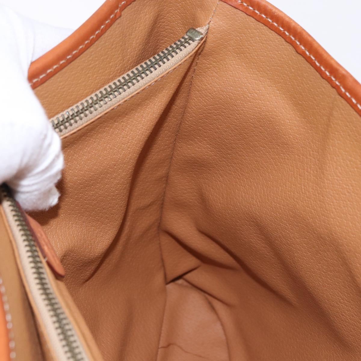 CELINE Macadam Canvas Shoulder Bag PVC Leather Brown Gold Auth ka5224A