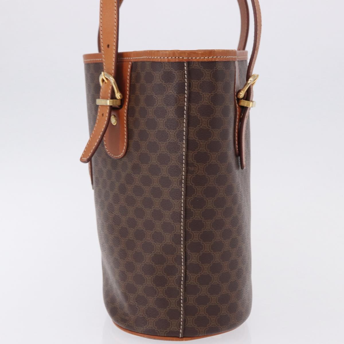 CELINE Macadam Canvas Shoulder Bag PVC Leather Brown Gold Auth ka5224A
