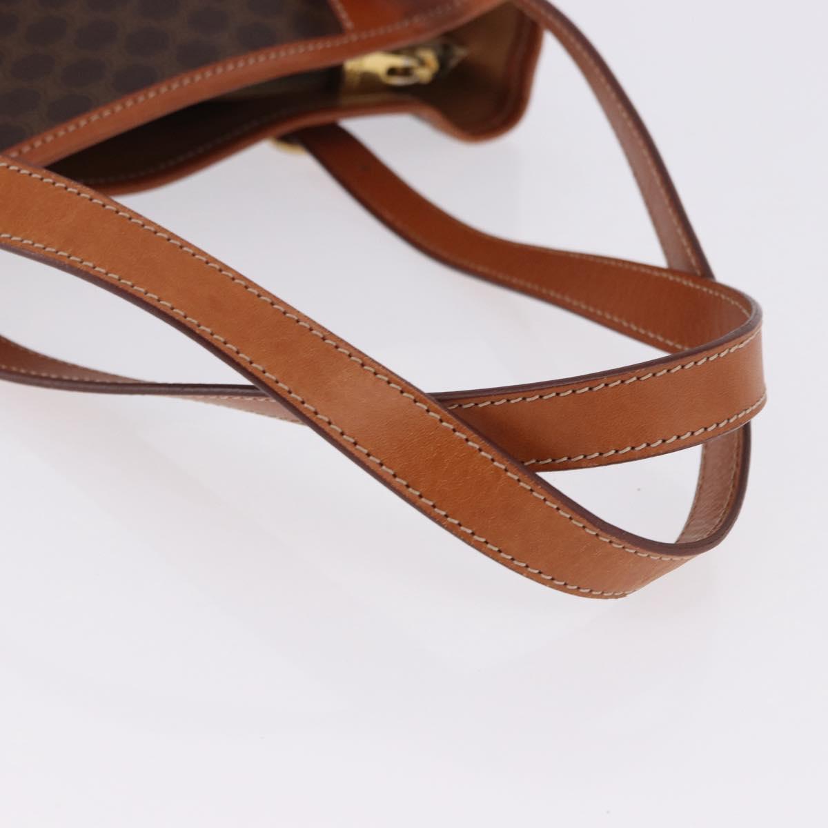 CELINE Macadam Canvas Shoulder Bag PVC Leather Brown Gold Auth ka5224A