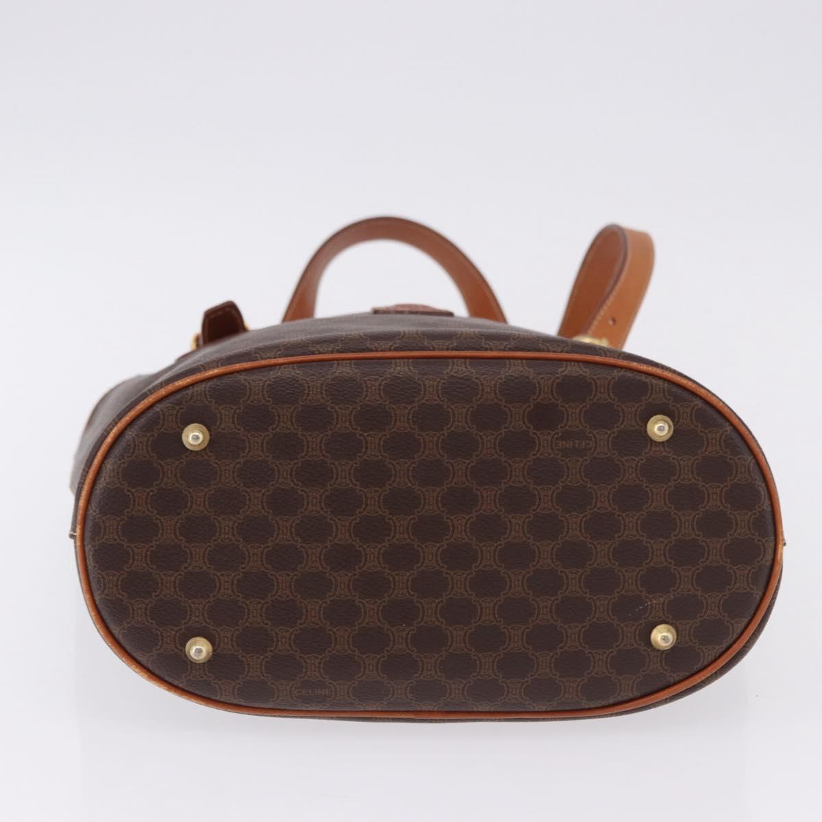 CELINE Macadam Canvas Shoulder Bag PVC Leather Brown Gold Auth ka5224A