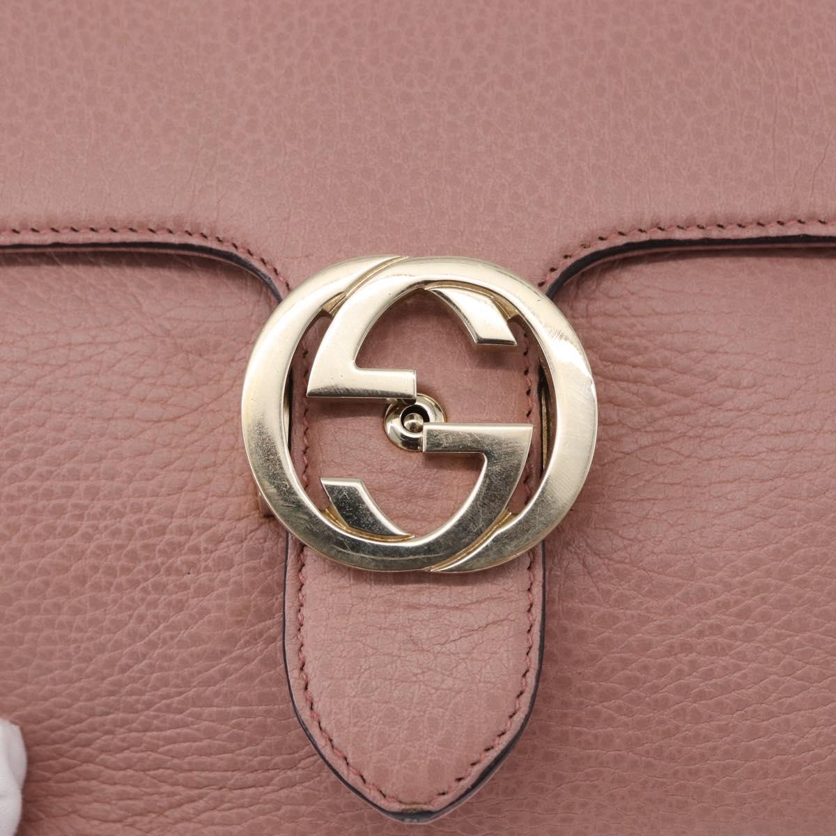 GUCCI Interlocking Hand Bag Leather 2way Outlet Pink Gold 510302 Auth ka5225