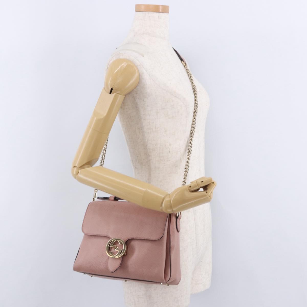 GUCCI Interlocking Hand Bag Leather 2way Outlet Pink Gold 510302 Auth ka5225