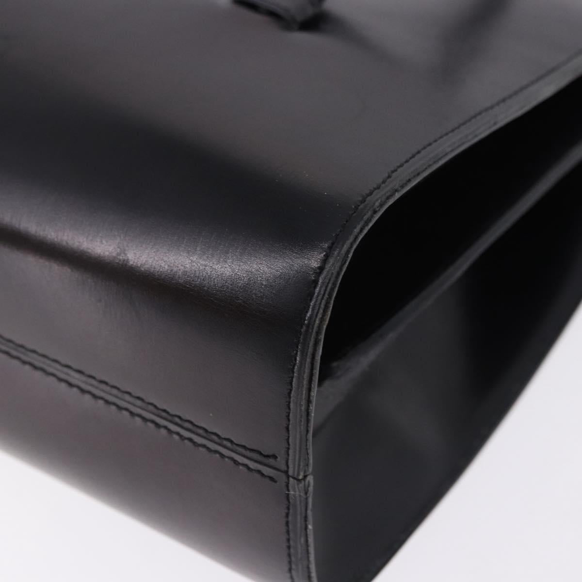 Christian Dior Hand Bag Leather Black Gold Auth ka5226