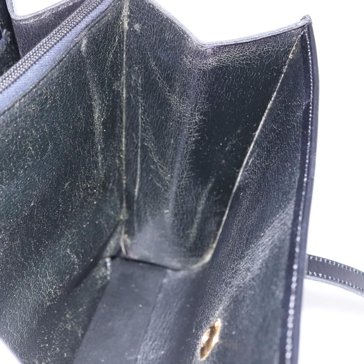 Christian Dior Hand Bag Leather Black Gold Auth ka5226