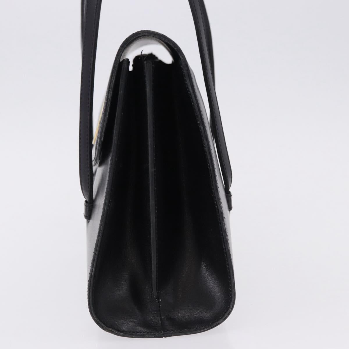 Christian Dior Hand Bag Leather Black Gold Auth ka5226