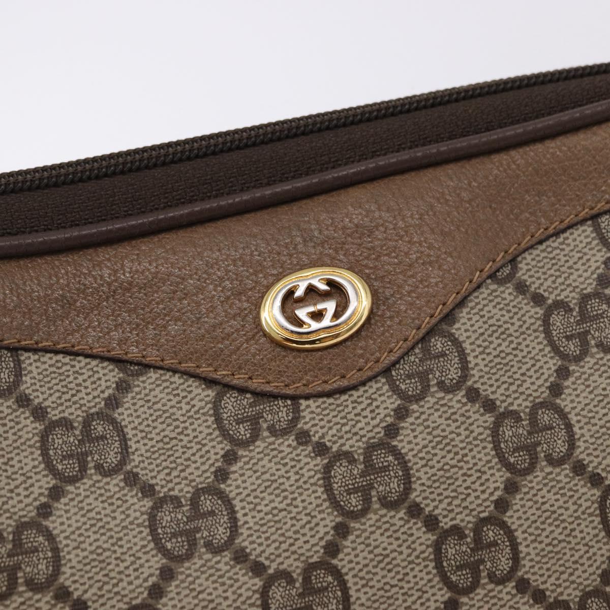 GUCCI GG Supreme Shoulder Bag PVC Beige Gold 97 02 068 Auth ka5227