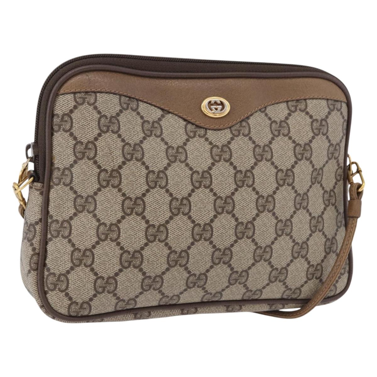 GUCCI GG Supreme Shoulder Bag PVC Beige Gold 97 02 068 Auth ka5227