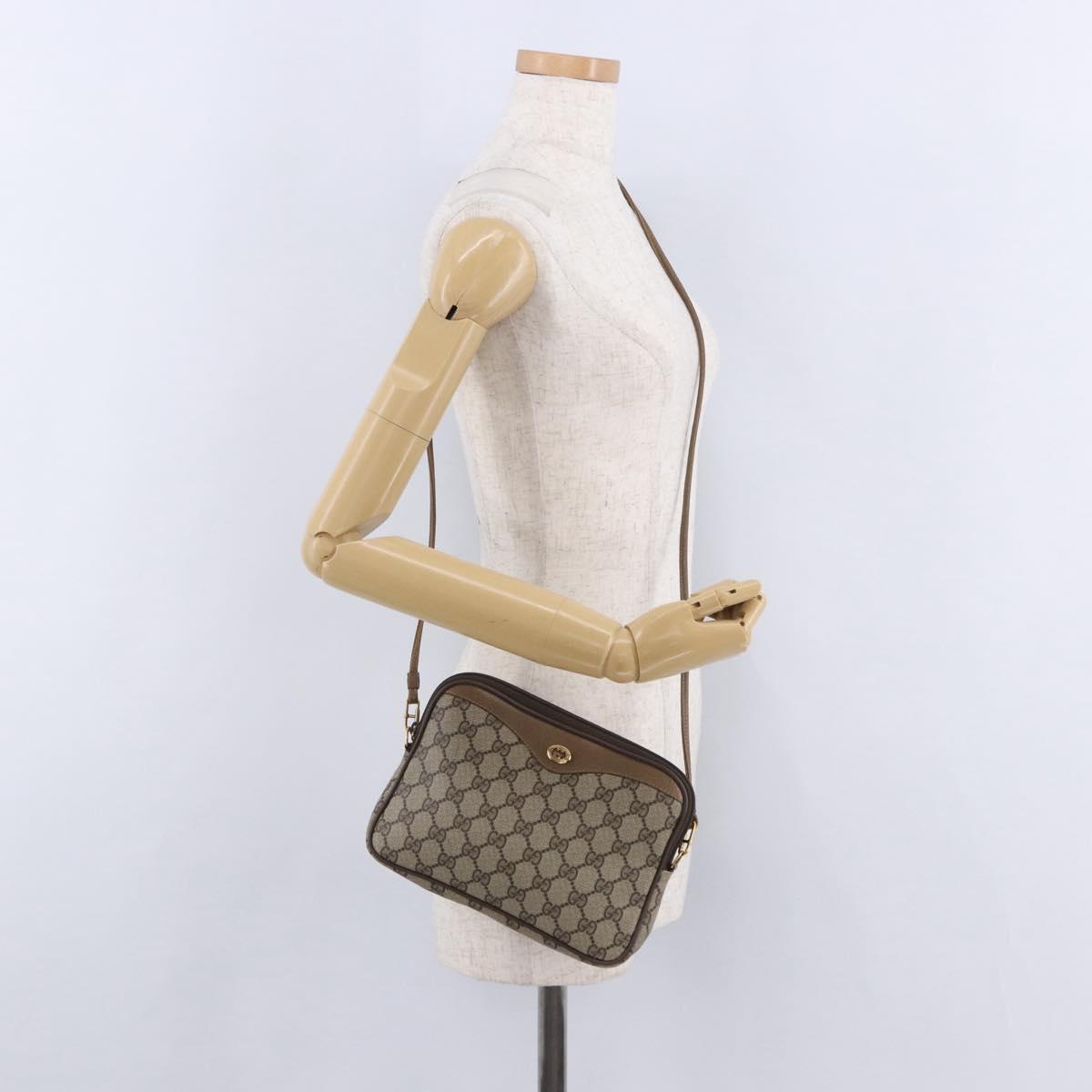 GUCCI GG Supreme Shoulder Bag PVC Beige Gold 97 02 068 Auth ka5227