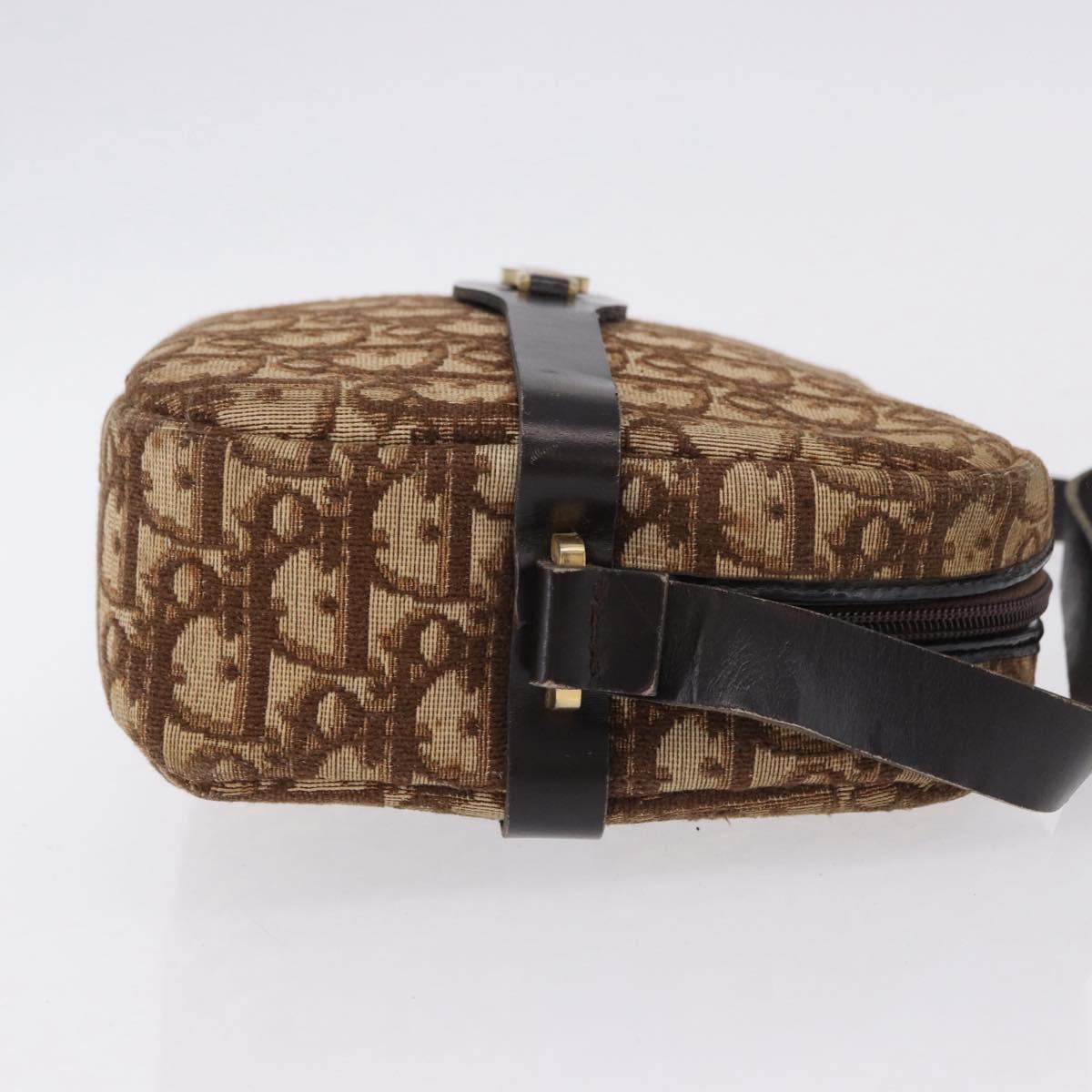Christian Dior Trotter Canvas Shoulder Bag Beige Gold Auth ka5228