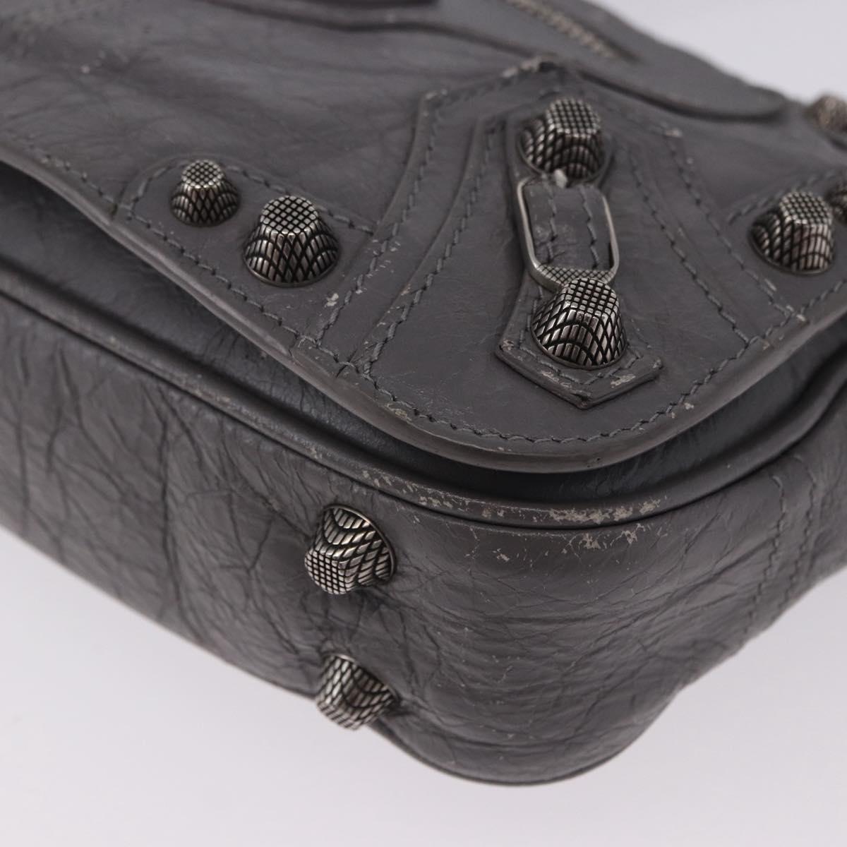 BALENCIAGA Le Cagole Shoulder Bag Leather 2way Gray Silver 719082 Auth ka5229A