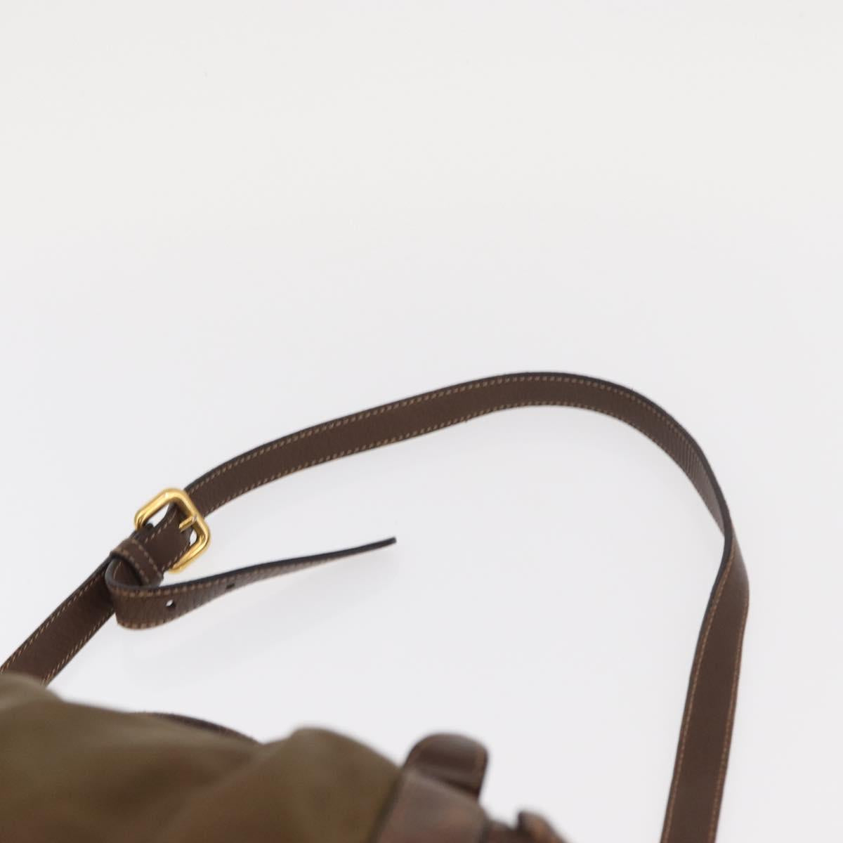 PRADA Hand Bag Nylon 2way Khaki Gold Auth ka523