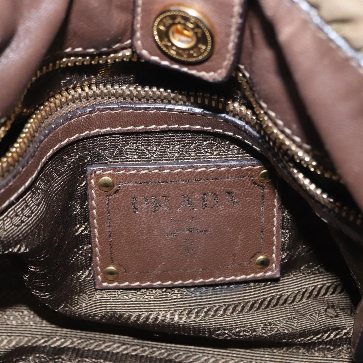 PRADA Hand Bag Nylon 2way Khaki Gold Auth ka523