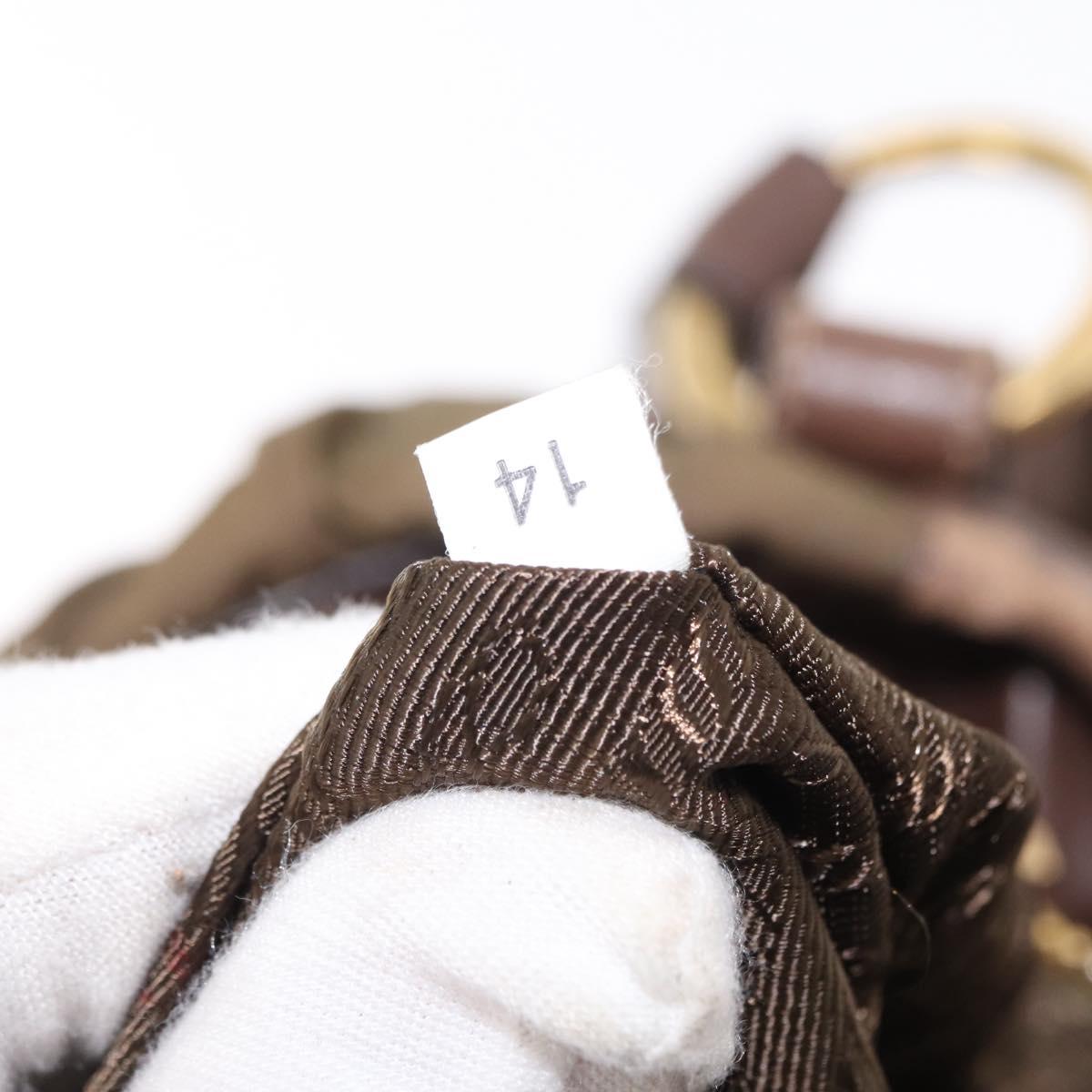 PRADA Hand Bag Nylon 2way Khaki Gold Auth ka523