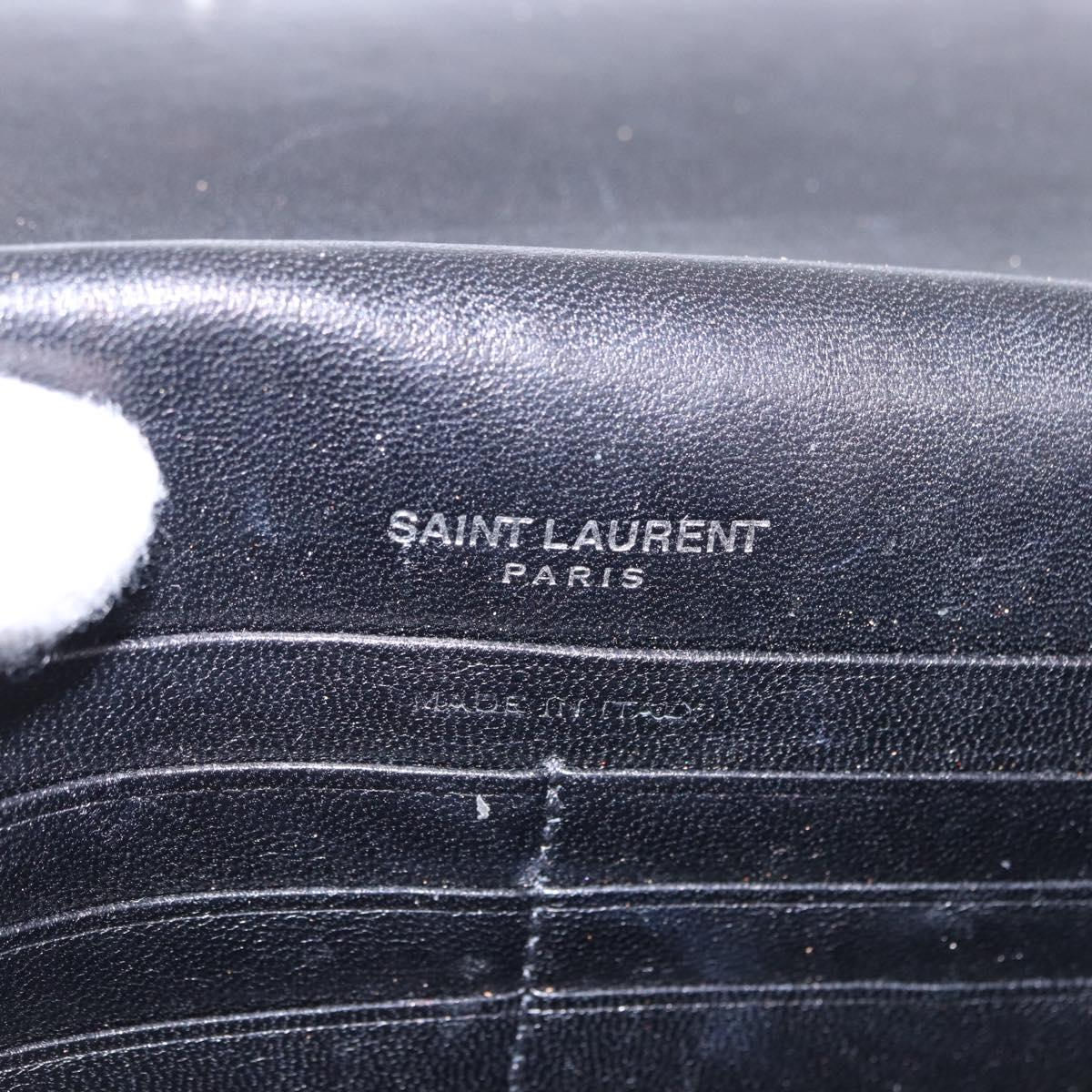 SAINT LAURENT Kate Tassel Chain Bag Leather embossed Black Silver Auth ka5230A