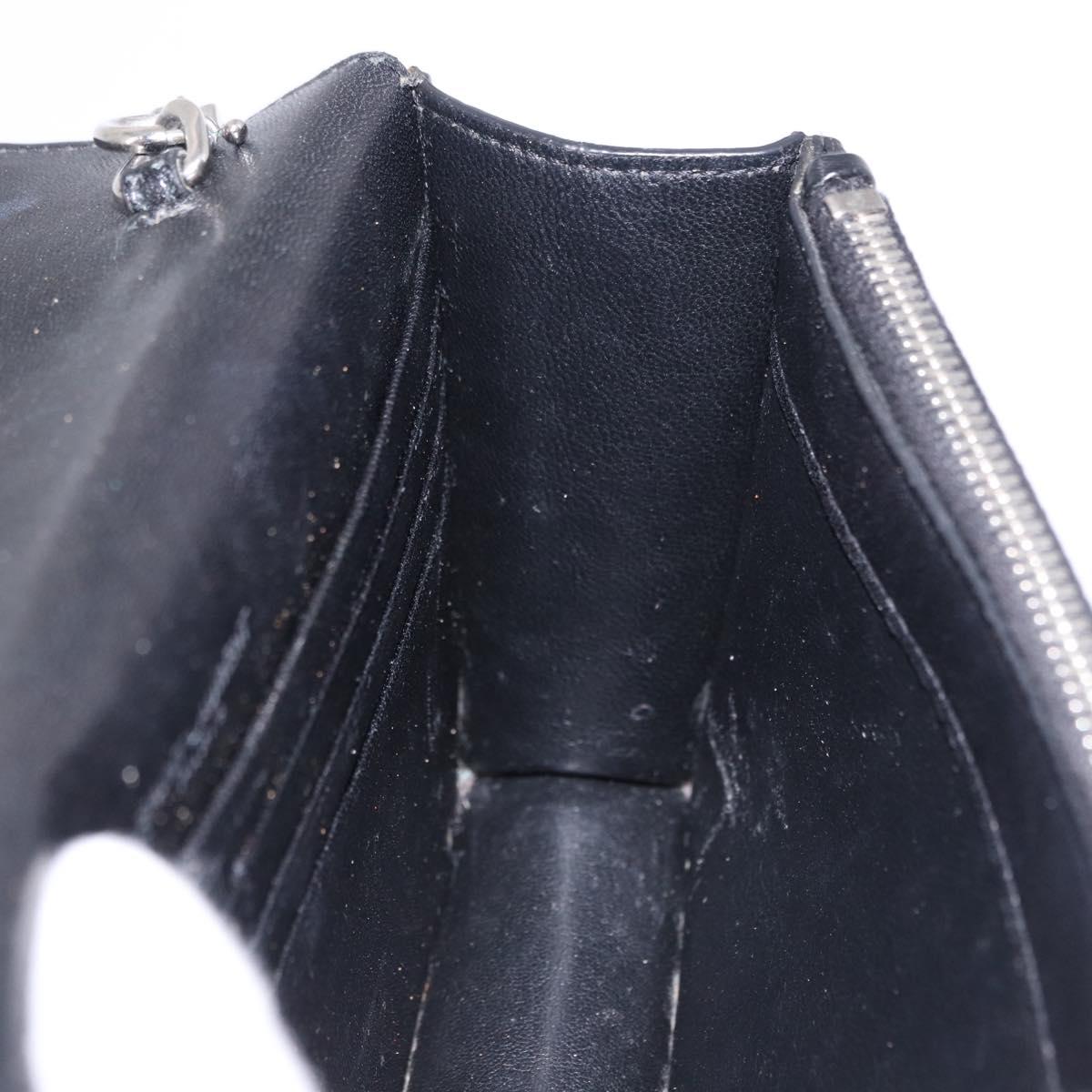 SAINT LAURENT Kate Tassel Chain Bag Leather embossed Black Silver Auth ka5230A