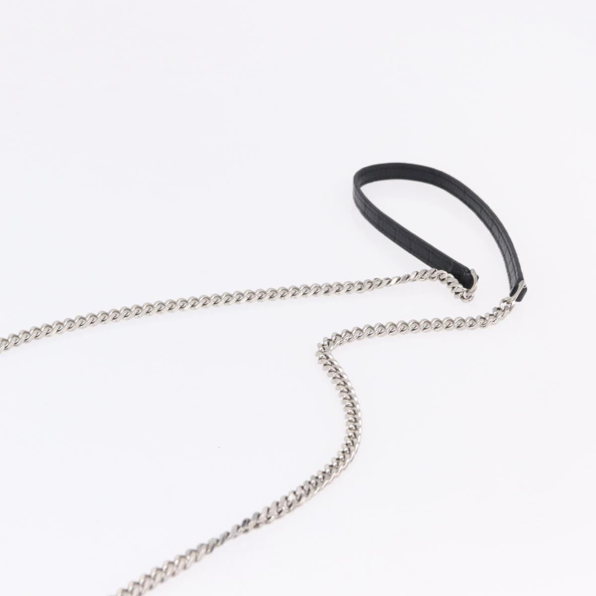 SAINT LAURENT Kate Tassel Chain Bag Leather embossed Black Silver Auth ka5230A